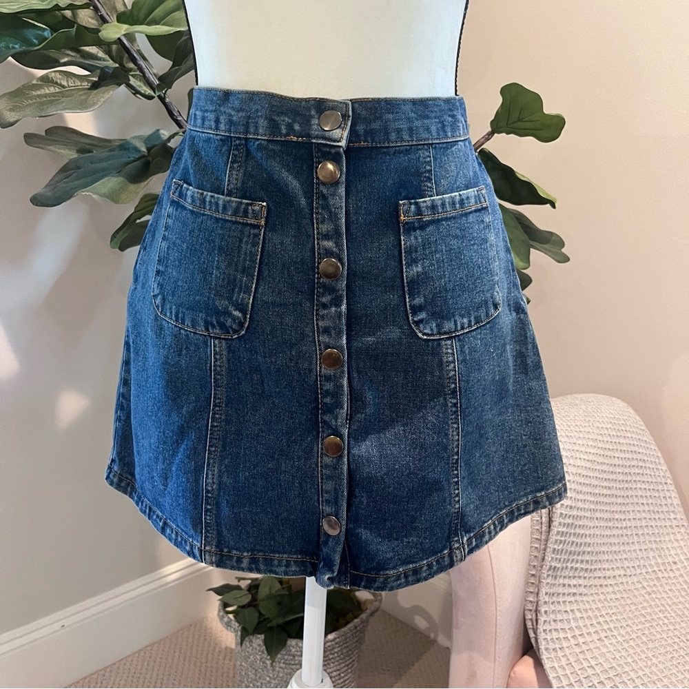 BDG Medium Wash Denim Miniskirt